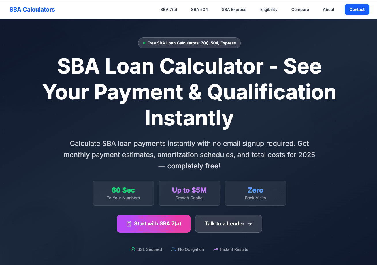 SBAcalculators.com Launches as the Premier Destination for SBA Loan Planning